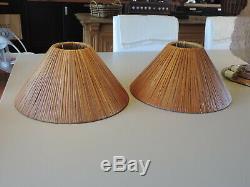 2 Abat Jour Rotin Osier Era Audoux Minet Vintage Rattan 2 Shades Lamp Light