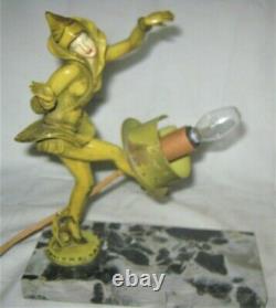 #2 Antique Art Deco Gerdago Lady Pixie Dancing Girl Statue Sculpture Glass Shade