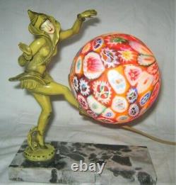 #2 Antique Art Deco Gerdago Lady Pixie Dancing Girl Statue Sculpture Glass Shade