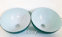 (2) Antique Oringinal Cased Green Emeralite Table Desk Lamp Dome Shade