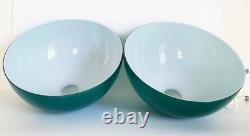 (2) Antique Oringinal Cased Green Emeralite Table Desk Lamp Dome Shade