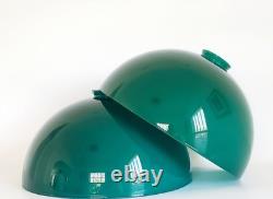 (2) Antique Oringinal Cased Green Emeralite Table Desk Lamp Dome Shade