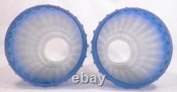 2 Art Deco Lamp Shades Blue & Frosted Glass Ceiling Stand Lamp Vintage
