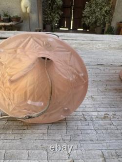 2 Art Deco Pink Satin Glass Boudoir Lamp with Thousand Eye Shade Vintage 1920-30