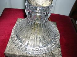2 MARBLE & Lead Crystal Vintage Greek Column Marble Lamps & SLIK LAMP SHADE