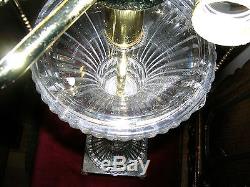 2 MARBLE & Lead Crystal Vintage Greek Column Marble Lamps & SLIK LAMP SHADE