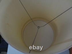 2 MCM Vtg Tapered Drum Lamp Shades 23 Tall Fabric Gold Trim Hollywood Regency
