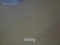 2 MCM Vtg Tapered Drum Lamp Shades 23 Tall Fabric Gold Trim Hollywood Regency