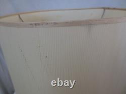 2 MCM Vtg Tapered Drum Lamp Shades 23 Tall Fabric Gold Trim Hollywood Regency
