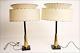 2 Mid Century Modern Lamp Pair With Fiberglass Shades Black Gold Vintage Retro 50s