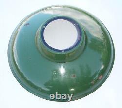 2 Matching Vintage 16 Inch Green Porcelain Industrial Barn Light Lamp Shade