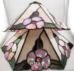2 Matching Vintage Dale Tiffany Inc. Pink Flower Lamp Stained Glass Shade 13.5