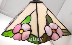 2 Matching Vintage Dale Tiffany Inc. Pink Flower Lamp Stained Glass Shade 13.5