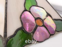 2 Matching Vintage Dale Tiffany Inc. Pink Flower Lamp Stained Glass Shade 13.5