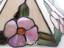 2 Matching Vintage Dale Tiffany Inc. Pink Flower Lamp Stained Glass Shade 13.5