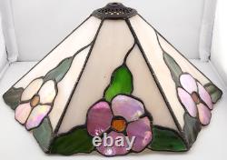 2 Matching Vintage Dale Tiffany Inc. Pink Flower Lamp Stained Glass Shade 13.5