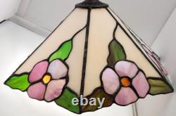 2 Matching Vintage Dale Tiffany Inc. Pink Flower Lamp Stained Glass Shade 13.5