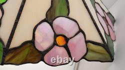 2 Matching Vintage Dale Tiffany Inc. Pink Flower Lamp Stained Glass Shade 13.5