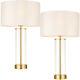 2 Pack Touch Dimmable Table Lamp Gold, Glass & White Shademodern Bedside Light