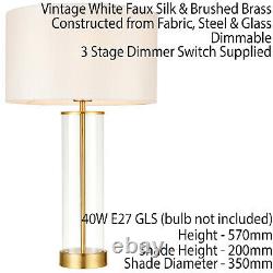 2 PACK Touch Dimmable Table Lamp Gold, Glass & White ShadeModern Bedside Light