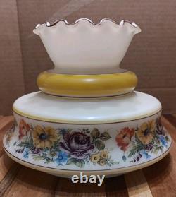 2 VINTAGE HURRICANE LAMP SHADES (GWTW) Abigail Adams MILK Glass HAND PAINTED