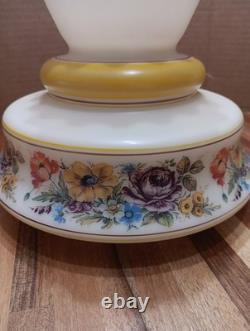 2 VINTAGE HURRICANE LAMP SHADES (GWTW) Abigail Adams MILK Glass HAND PAINTED