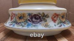 2 VINTAGE HURRICANE LAMP SHADES (GWTW) Abigail Adams MILK Glass HAND PAINTED