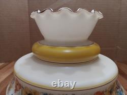 2 VINTAGE HURRICANE LAMP SHADES (GWTW) Abigail Adams MILK Glass HAND PAINTED