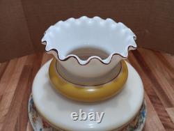 2 VINTAGE HURRICANE LAMP SHADES (GWTW) Abigail Adams MILK Glass HAND PAINTED