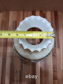 2 VINTAGE HURRICANE LAMP SHADES (GWTW) Abigail Adams MILK Glass HAND PAINTED