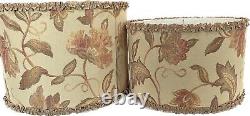 2 VTG WESTWOOD Drum Table Desk Lamp Shades Floral Fabric Retro MCM Shabby Chic