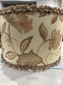 2 VTG WESTWOOD Drum Table Desk Lamp Shades Floral Fabric Retro MCM Shabby Chic