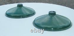 2 Vintage 12 Inch Green Porcelain Industrial Barn Light Lamp Shade