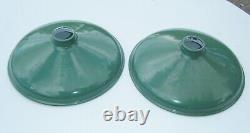 2 Vintage 12 Inch Green Porcelain Industrial Barn Light Lamp Shade