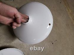 2 Vintage 12 White Porcelain Enamel Barn Industrial Light Fixture Sockets shade
