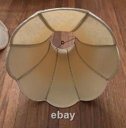 2 Vintage 8 Panel Victorian Lamp Shade Off-white Ivory Fabric Boudoir