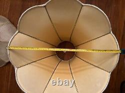 2 Vintage 8 Panel Victorian Lamp Shade Off-white Ivory Fabric Boudoir