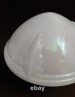 2 Vintage ART DECO Milk Glass School House Light Shade 3 7/8 Lip Fitter