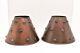 2 Vintage Brutalist Mexican Mixed Metal Copper Lamp Shades Pierced Marbles Pair