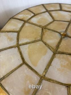 2 Vintage Capiz Shell Lamp Shades Brass Scalloped Bottom Edge 12 Tall MCM