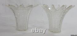 2 Vintage Cut Glass Lamp Shades Pair of Light Fixture Shades