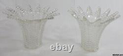 2 Vintage Cut Glass Lamp Shades Pair of Light Fixture Shades