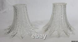 2 Vintage Cut Glass Lamp Shades Pair of Light Fixture Shades