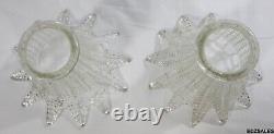 2 Vintage Cut Glass Lamp Shades Pair of Light Fixture Shades