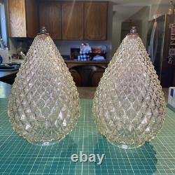 2 Vintage Glass Lamp Shade Retro Pineapple Teardrop Shape for Swag Lamp