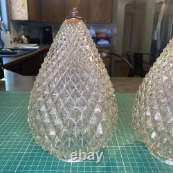 2 Vintage Glass Lamp Shade Retro Pineapple Teardrop Shape for Swag Lamp