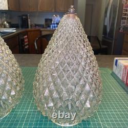 2 Vintage Glass Lamp Shade Retro Pineapple Teardrop Shape for Swag Lamp