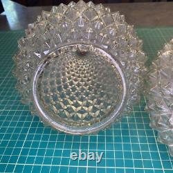 2 Vintage Glass Lamp Shade Retro Pineapple Teardrop Shape for Swag Lamp