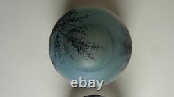 2 Vintage Glass Lamp Shade Set Reverse Hand Painted Lot Japanese Antique