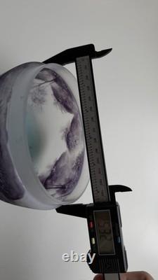 2 Vintage Glass Lamp Shade Set Reverse Hand Painted Lot Japanese Antique